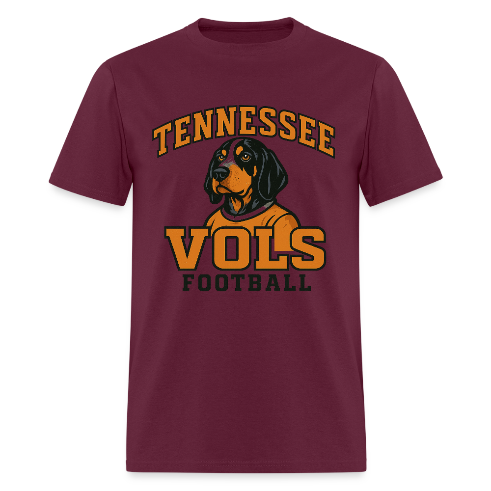 🧡🐾 “Tennessee Vols Football” Unisex T-Shirt with Smokey the Dog 🏈🔥 Big Orange Spirit! 🍊 - burgundy