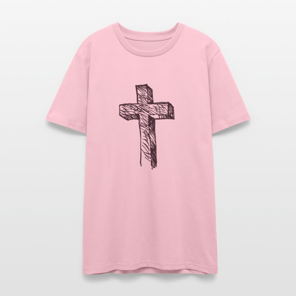 ✝️✨ Faithful & Stylish Unisex Organic T-Shirt – Cross Graphic Tee 🌿💖 - pale pink