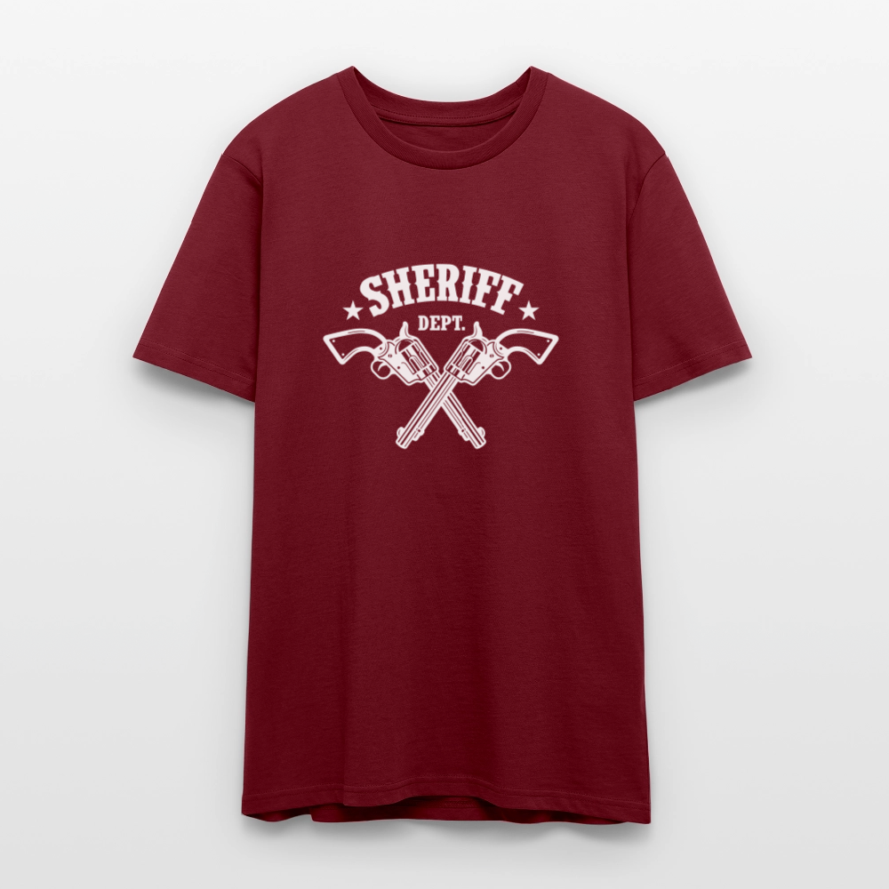 🤠🔫 Sheriff Department Unisex Organic T-Shirt – Bold Western Graphic Tee 🌿✨ - burgundy
