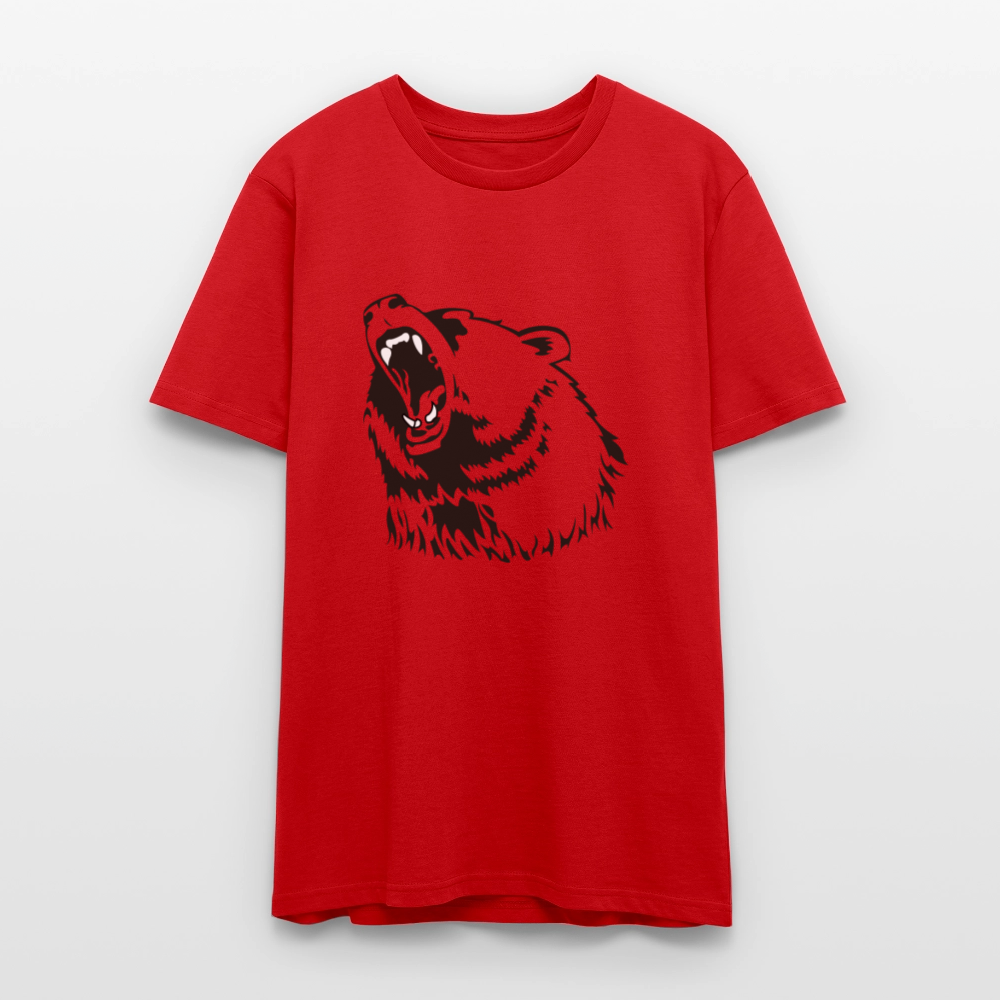 🐻✨ Wild & Bold Unisex Organic T-Shirt – Bear Head Graphic Tee 🌿💪 - red