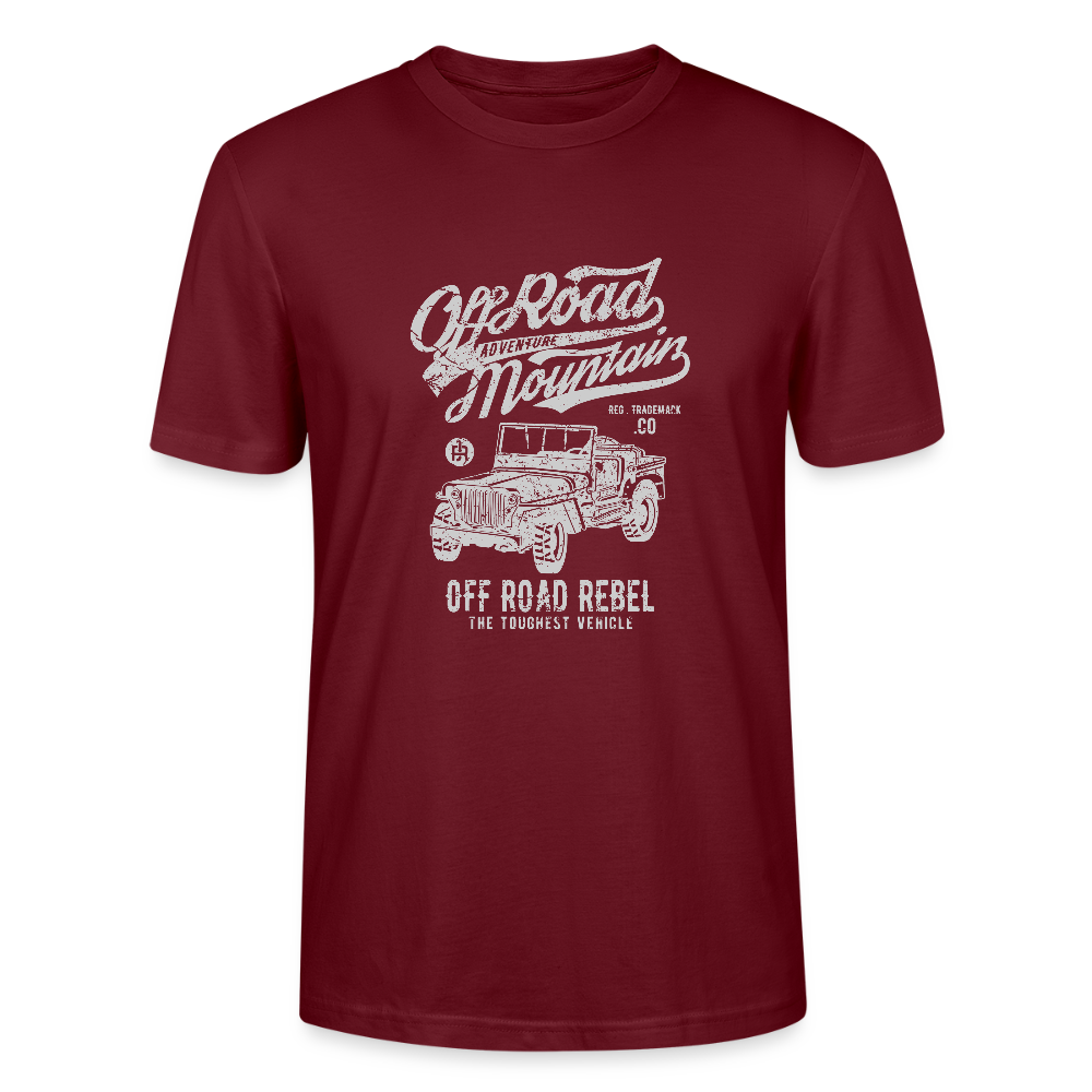 🏔️🚙 Off Road Mountain – Off Road Rebel Unisex Organic T-Shirt 🤠🌿 - burgundy