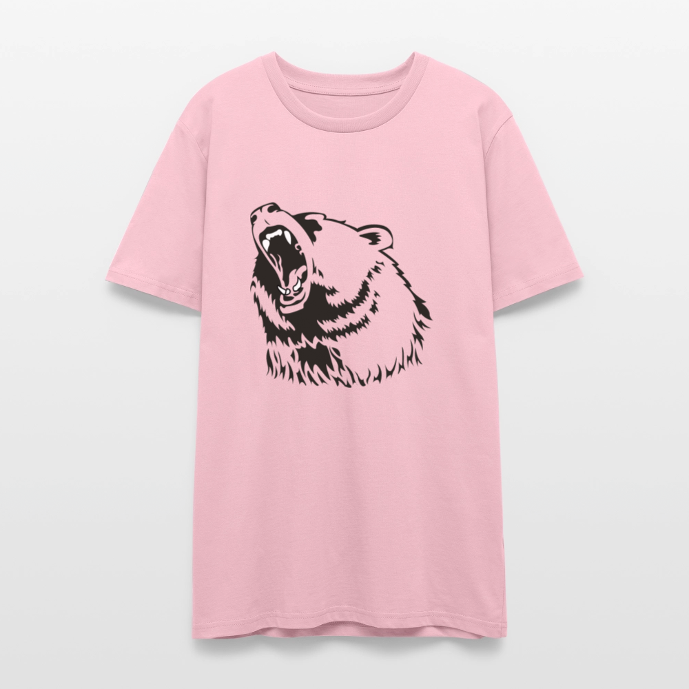 🐻✨ Wild & Bold Unisex Organic T-Shirt – Bear Head Graphic Tee 🌿💪 - pale pink