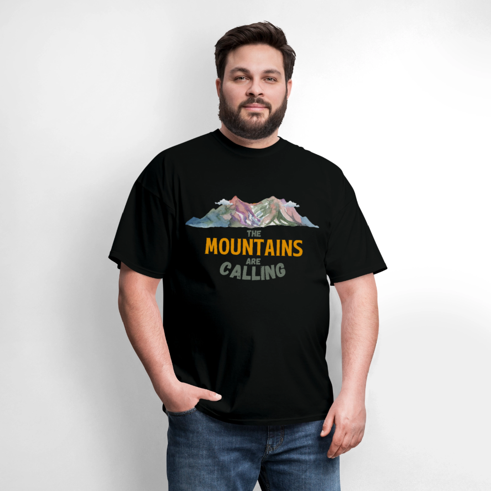 🏔️🌲 “The Mountains Are Calling” Unisex T-Shirt ⛰️✨ Adventure Awaits! 🌄💚 - black