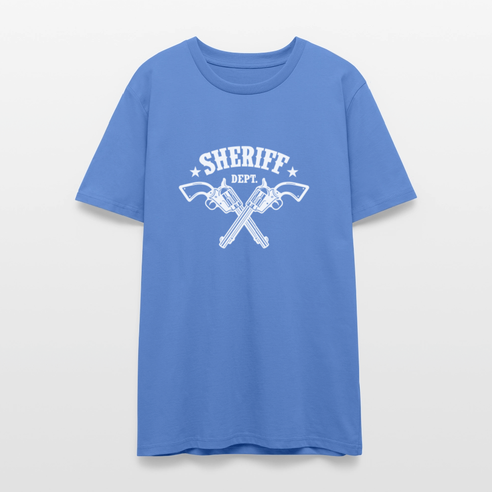 🤠🔫 Sheriff Department Unisex Organic T-Shirt – Bold Western Graphic Tee 🌿✨ - bright blue