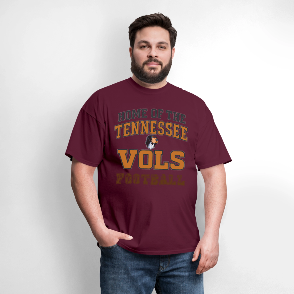 🧡🏈 “Home of the Tennessee Vols Football” Unisex T-Shirt 🍊🔥 Big Orange Spirit! 🤠💪 - burgundy