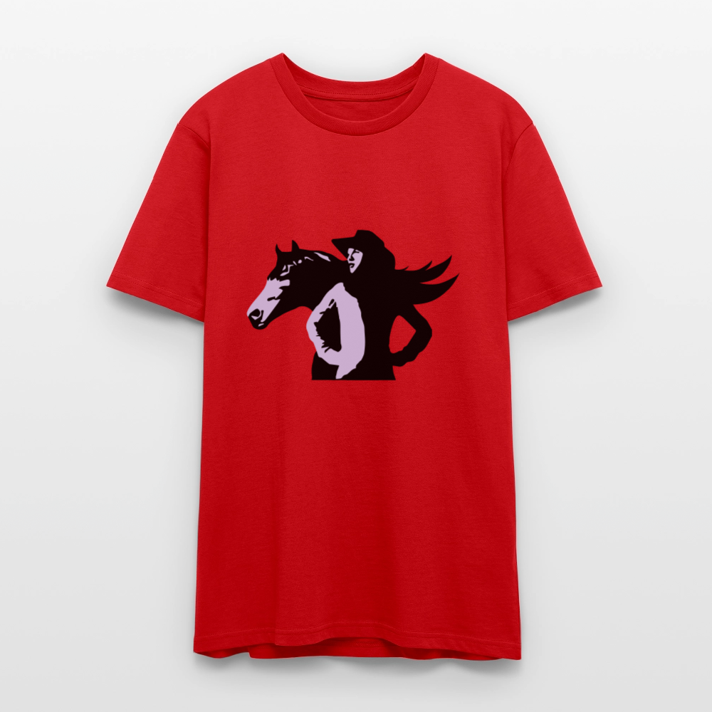 🤠🐴 Cowgirl & Her Horse Unisex Organic T-Shirt – Western Adventure Tee 🌿✨ - red