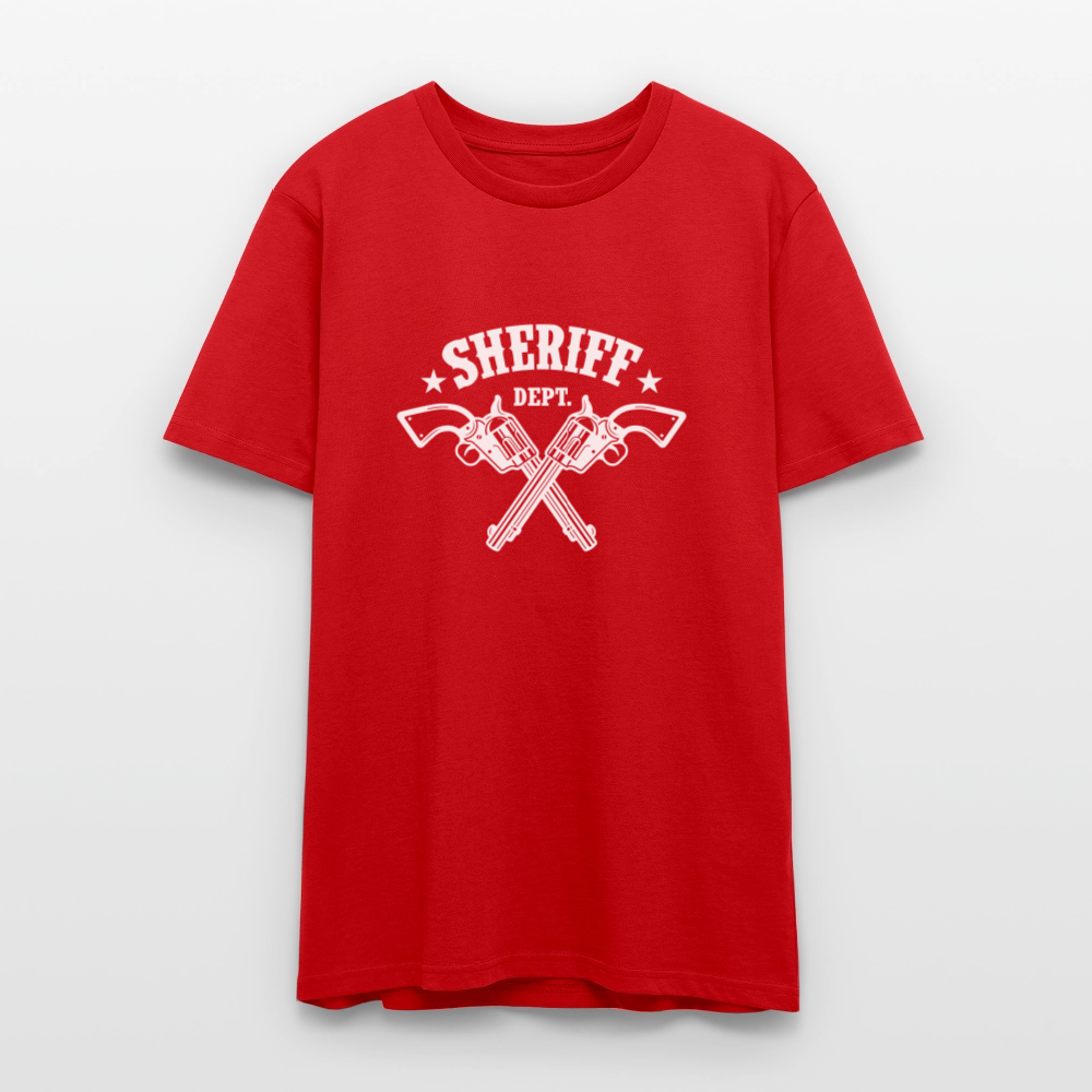 🤠🔫 Sheriff Department Unisex Organic T-Shirt – Bold Western Graphic Tee 🌿✨ - red