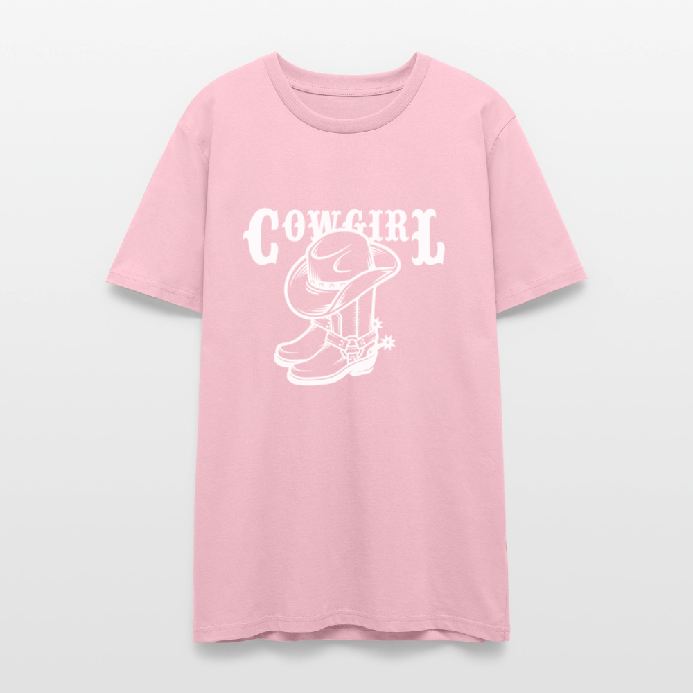 🤠✨ Wild & Free Unisex Organic T-Shirt – “COWGIRL” Graphic Tee 🌿💖 - pale pink