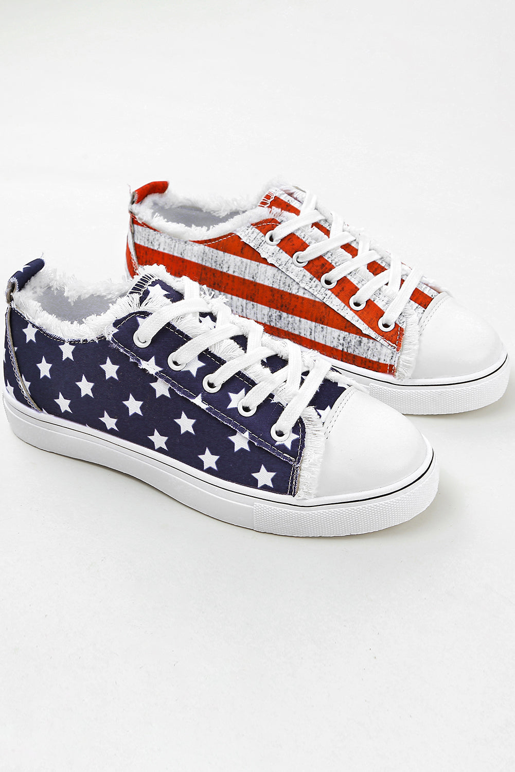 🇺🇸 Stars, Stripes & Style! 💙 Blue American Flag Lace-Up Canvas Flats 👟✨