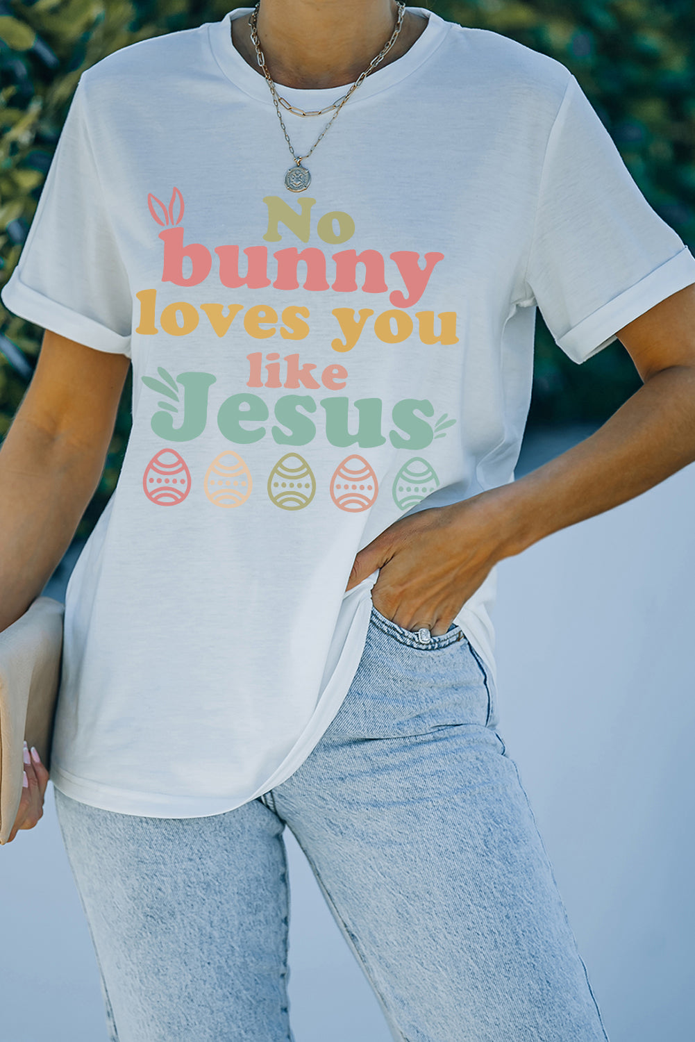 🐰✝️ No Bunny Loves You Like Jesus! 💖 White Easter Graphic Tee 🌸✨