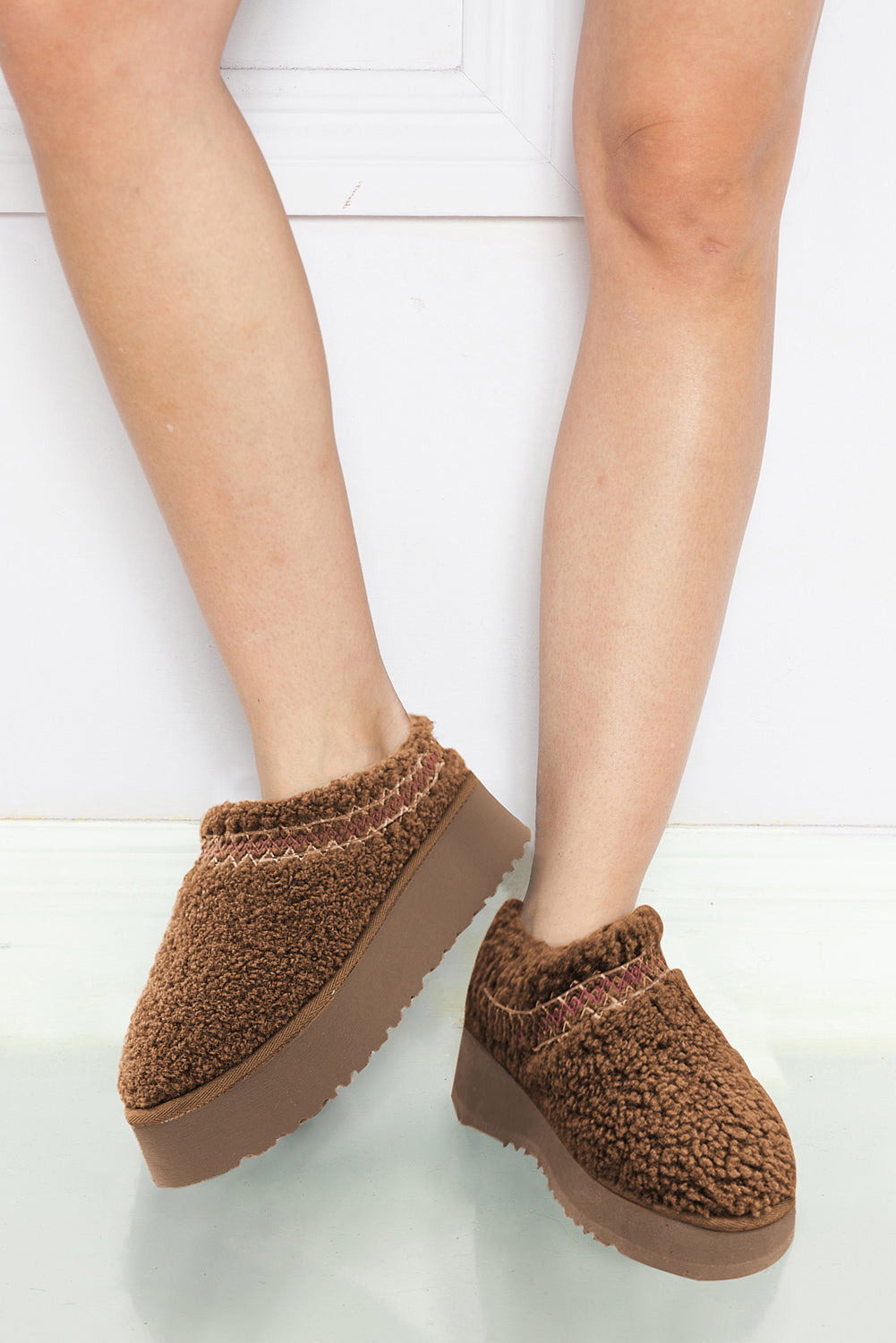 🤎 Winter Warmth Meets Style! ❄️ | Chestnut Embroidered Sherpa Plush Thick Sole Snow Boots 🧣