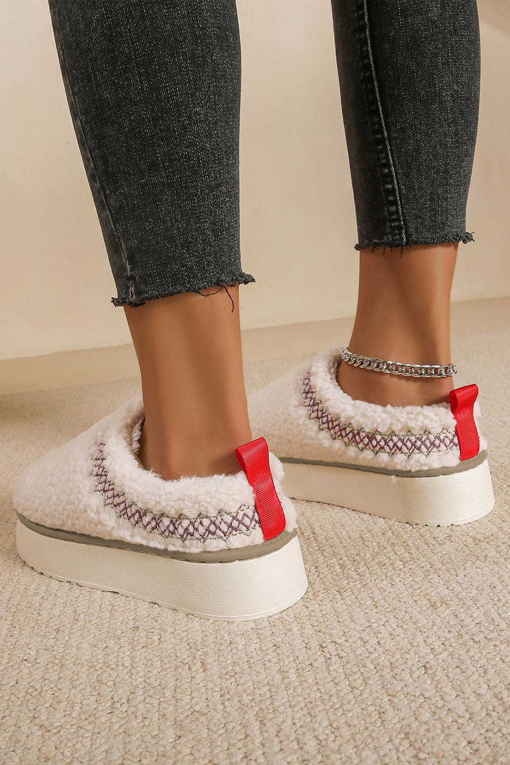 🤎 Winter Warmth Meets Style! ❄️ | Chestnut Embroidered Sherpa Plush Thick Sole Snow Boots 🧣