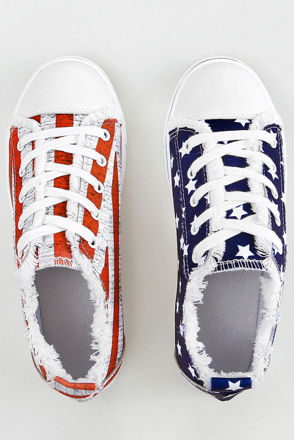 🇺🇸 Stars, Stripes & Style! 💙 Blue American Flag Lace-Up Canvas Flats 👟✨