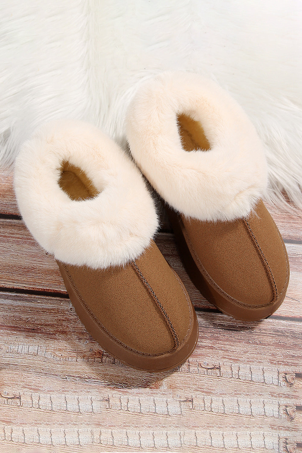 ❄️🥾 Cozy & Chic! Chestnut Plush Suede Trim Thick Sole Snow Boots 🌟☕