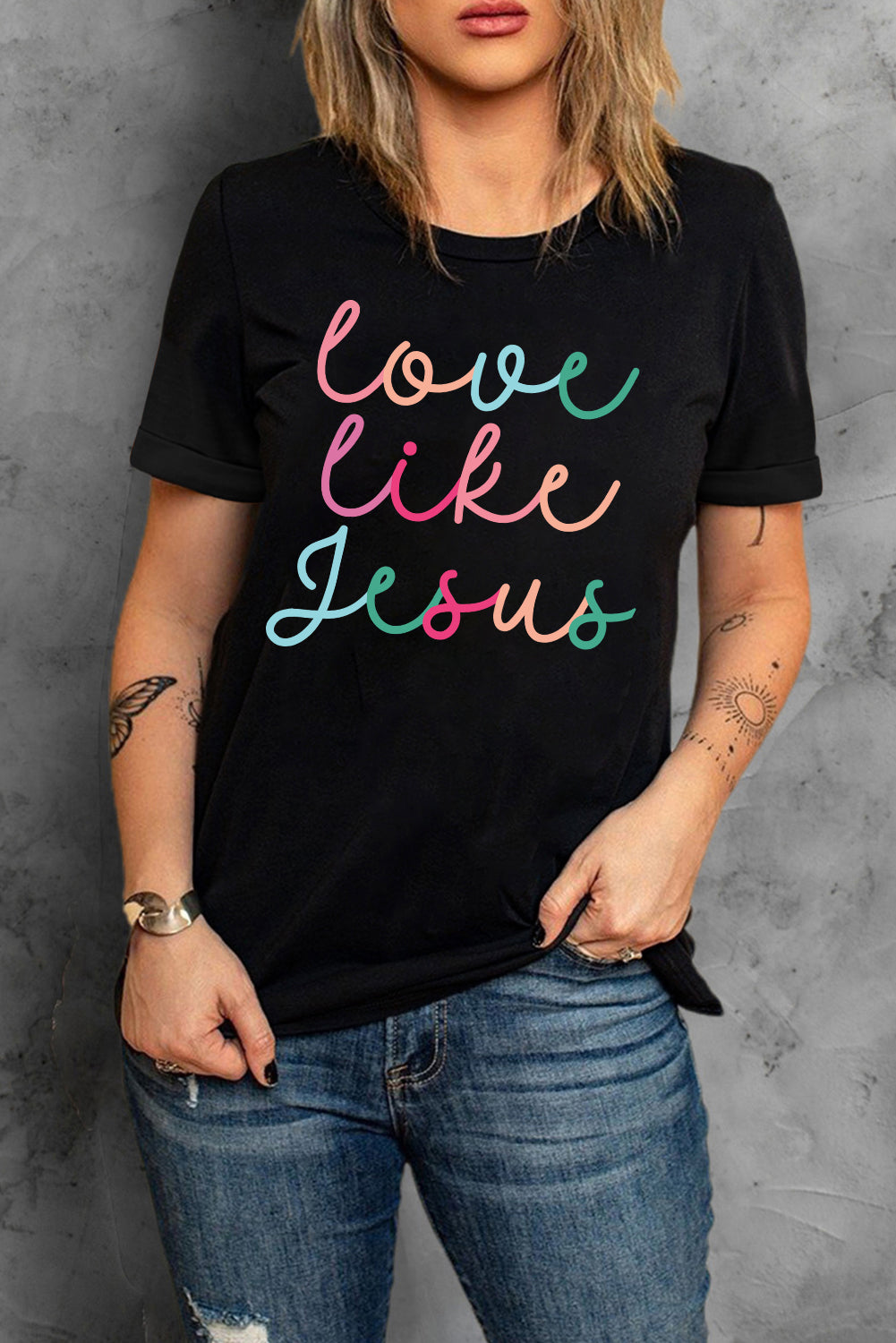 🖤 Spread Love Like Jesus ✝️ | Black Crew Neck Graphic Tee 🙌