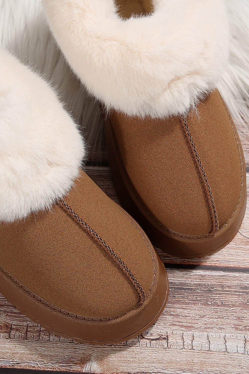 ❄️🥾 Cozy & Chic! Chestnut Plush Suede Trim Thick Sole Snow Boots 🌟☕