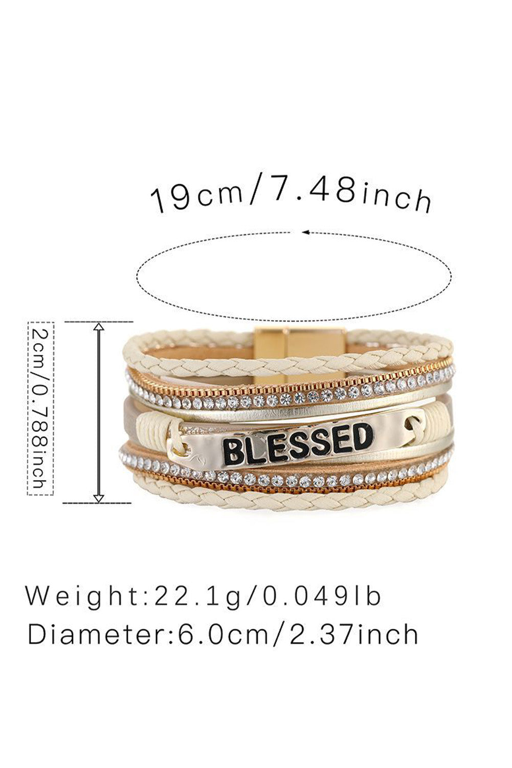 ✨ Blessed & Sparkling ✝️ | Beige Rhinestone Braided Buckle Bracelet 💎