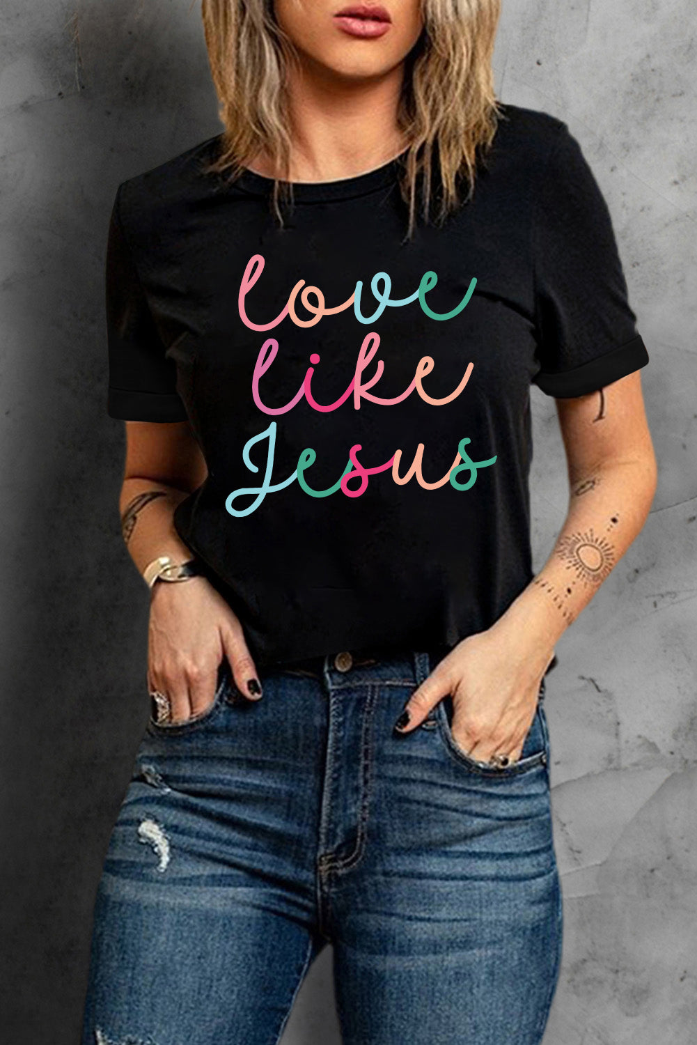 🖤 Spread Love Like Jesus ✝️ | Black Crew Neck Graphic Tee 🙌