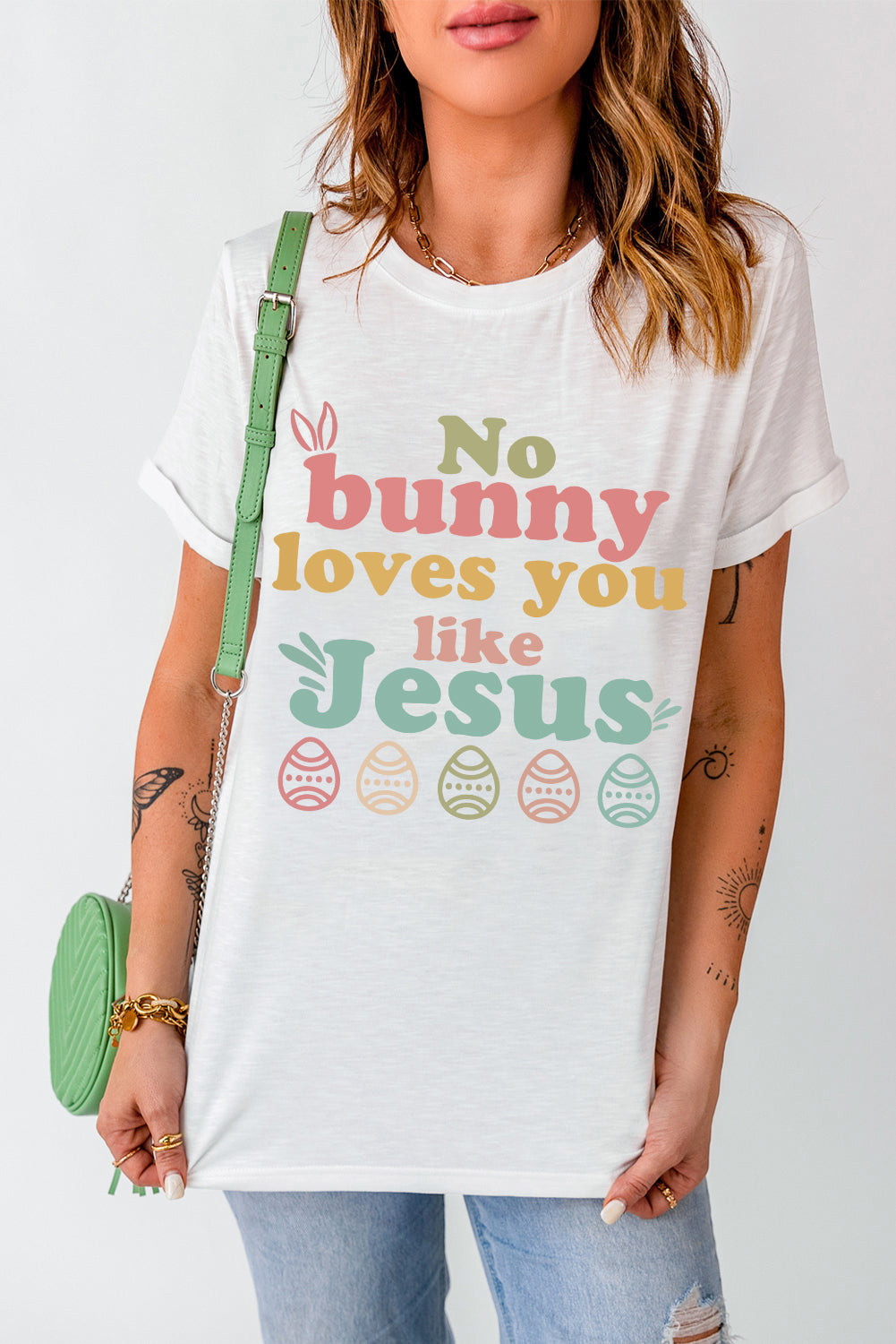 🐰✝️ No Bunny Loves You Like Jesus! 💖 White Easter Graphic Tee 🌸✨