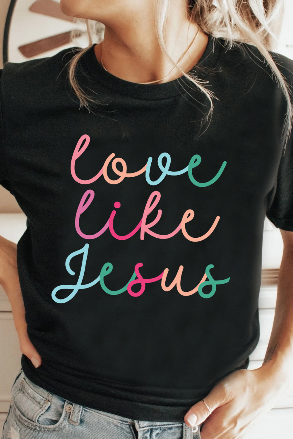🖤 Spread Love Like Jesus ✝️ | Black Crew Neck Graphic Tee 🙌
