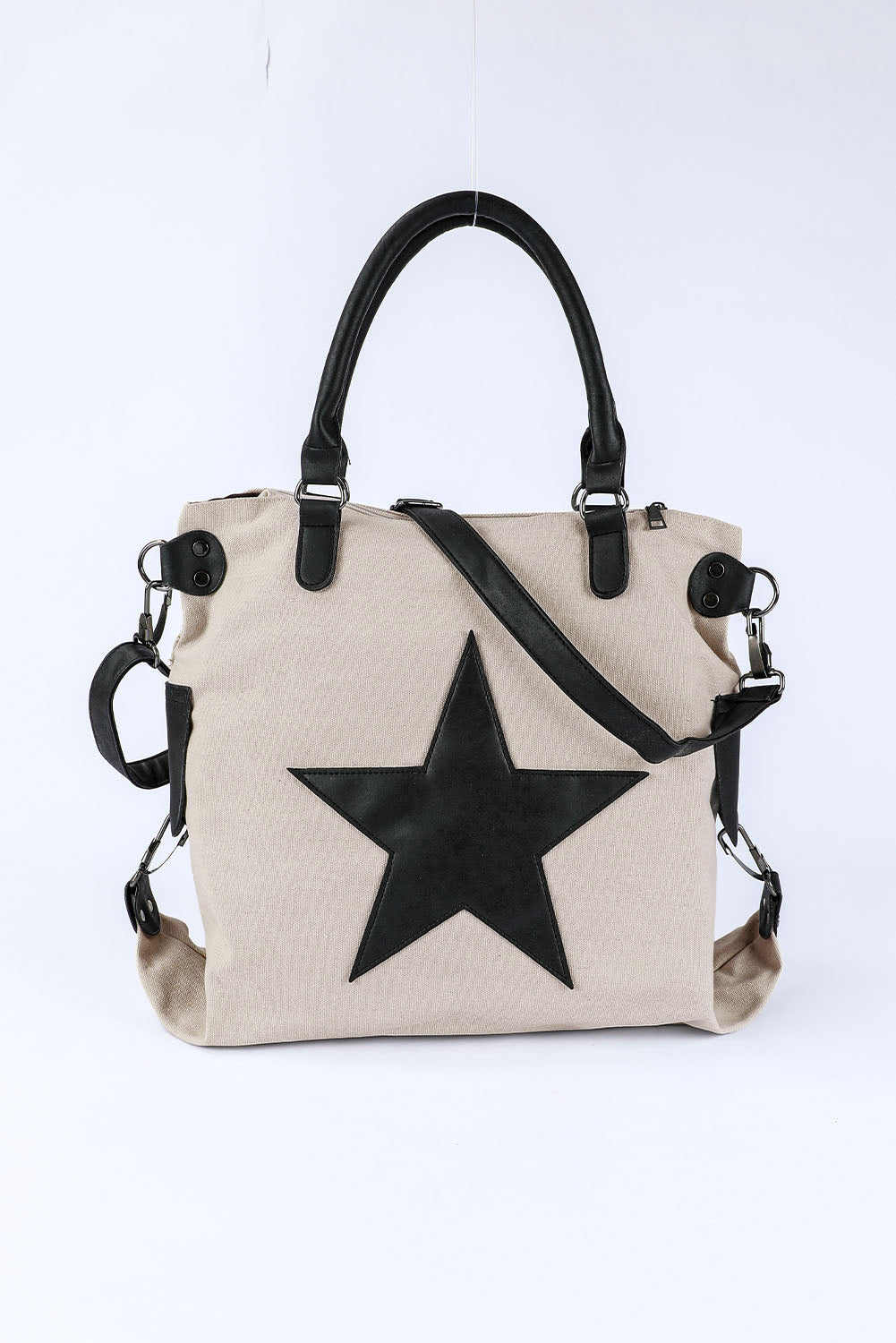 ⭐ Casual & Chic! ✨ Beige Five-Pointed Star Canvas Tote Bag 👜💫