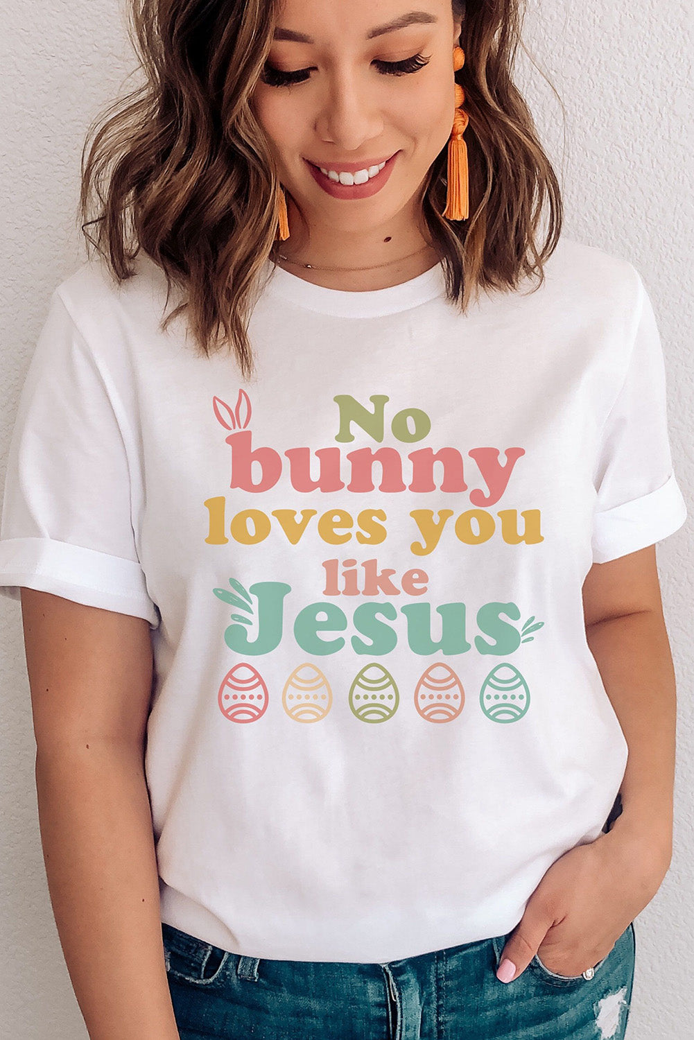 🐰✝️ No Bunny Loves You Like Jesus! 💖 White Easter Graphic Tee 🌸✨