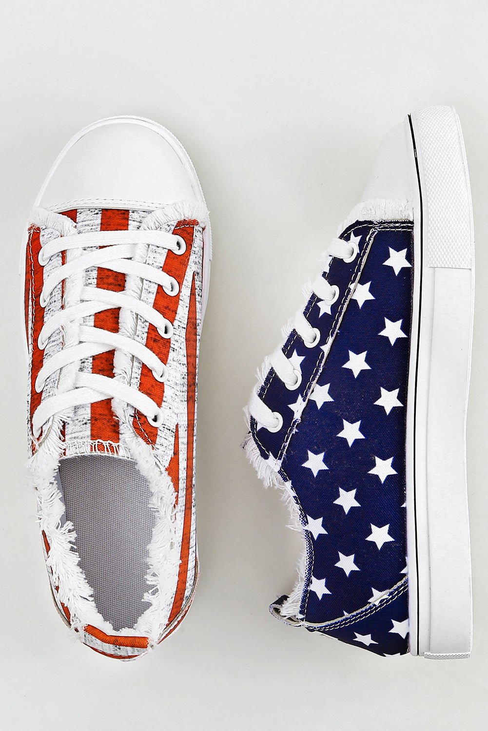 🇺🇸 Stars, Stripes & Style! 💙 Blue American Flag Lace-Up Canvas Flats 👟✨