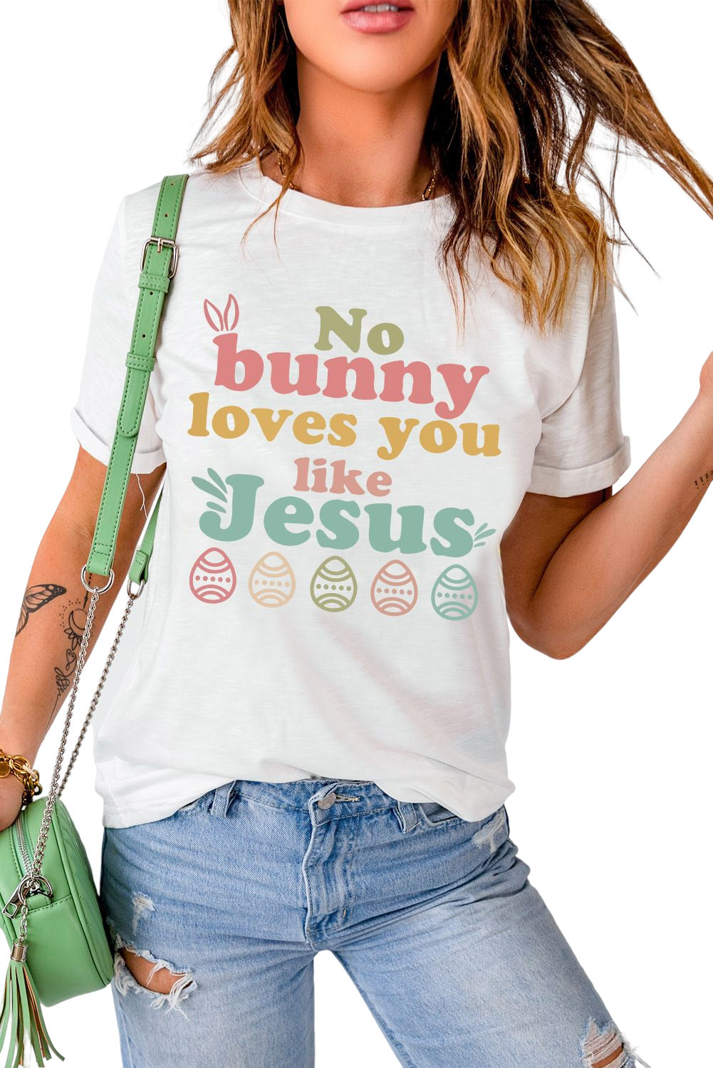 🐰✝️ No Bunny Loves You Like Jesus! 💖 White Easter Graphic Tee 🌸✨